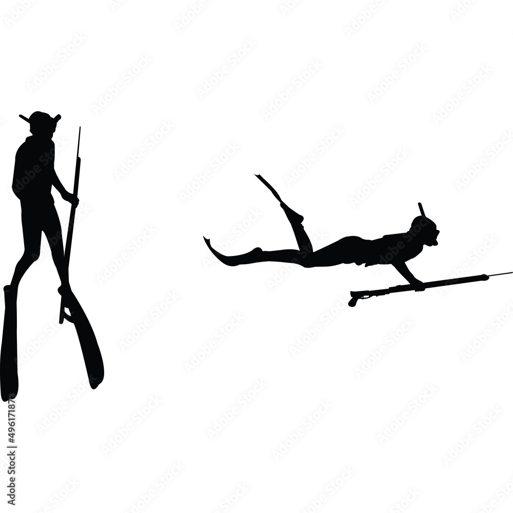 Spearfishing Silhouette Vector Stock Vector