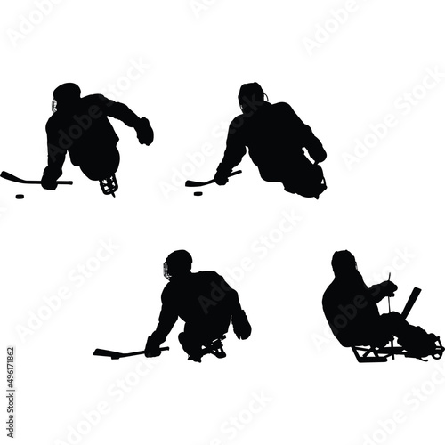 Sledge Hockey Silhouette Vector