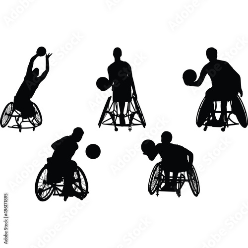 Wheelchair Basketball Silhouette Vector