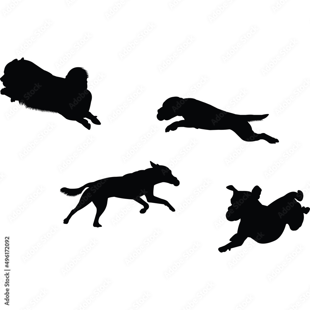Flyball Relay Race Silhouette Vector