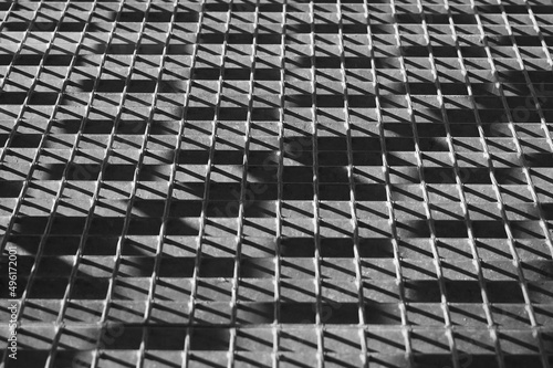 gray background  in the photo metal lattice flooring.