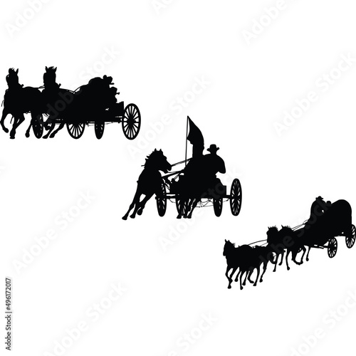 Chuckwagon Racing Silhouette Vector