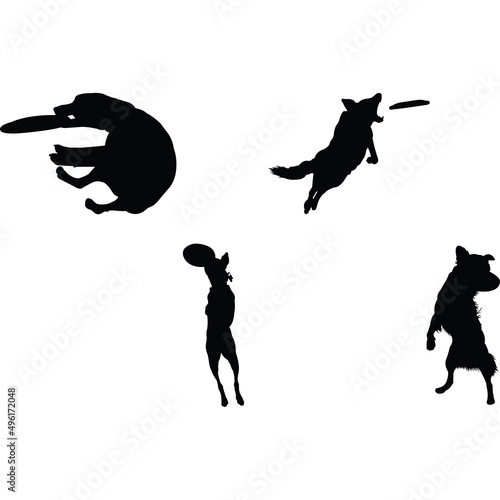 Disc Dog Silhouette Vector