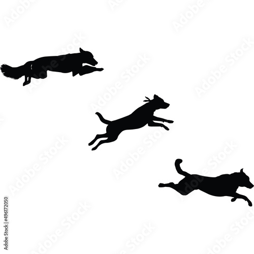 Diving Dog Silhouette Vector