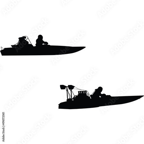 Drag Boat Racing Silhouette Vector