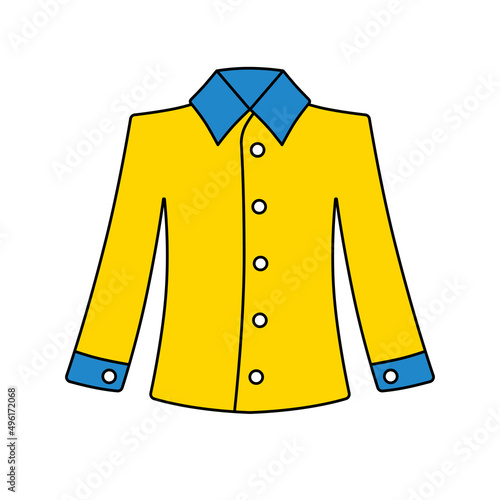 Yellow long sleeve dress shirt isolated cartoon vector