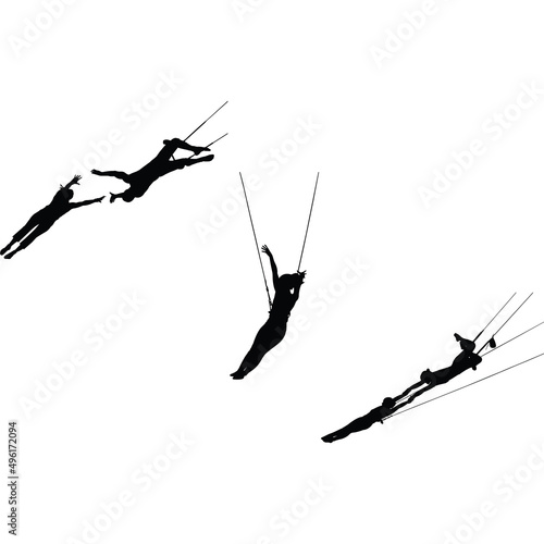 Flying Trapeze Silhouette Vector photo