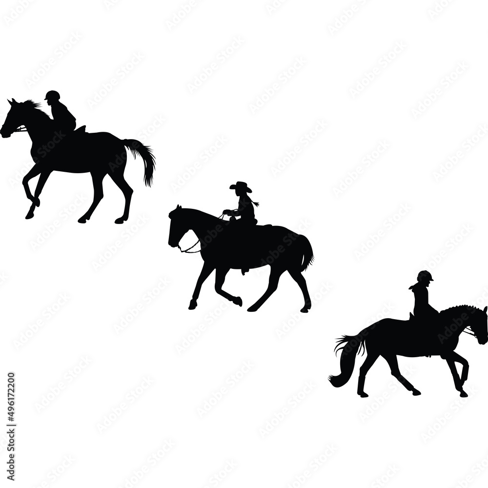 Kids Equestrian Silhouette Vector Kids Equestrian Silhouette Vector