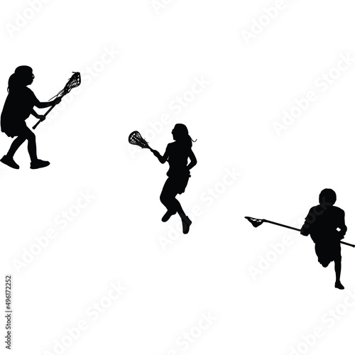Kids Lacrosse Silhouette Vector