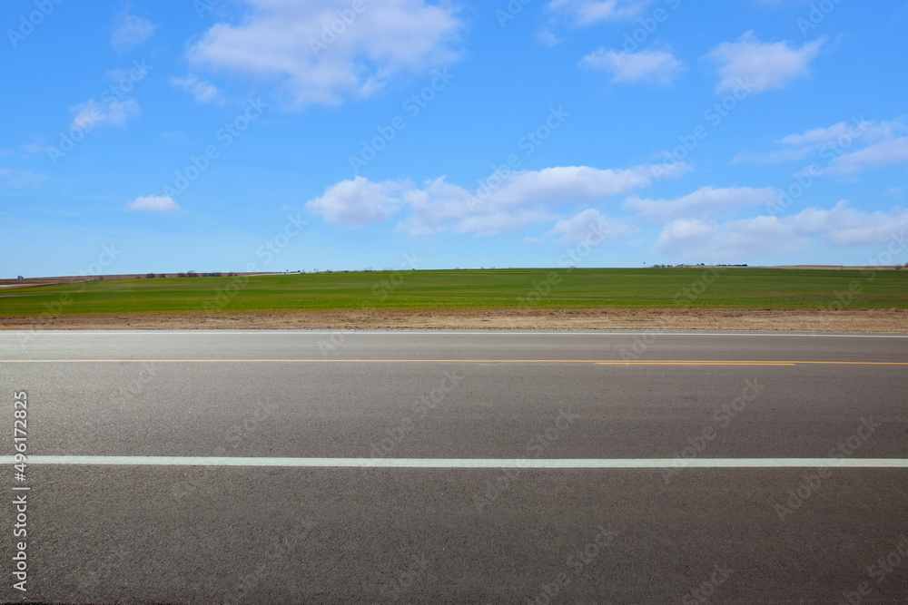 Green grass and blue sky with white clouds, Green grass and blue sky with white clouds,