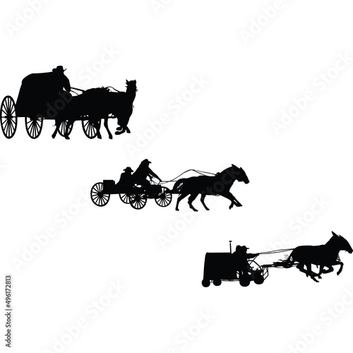 Chuckwagon Racing Silhouette Vector