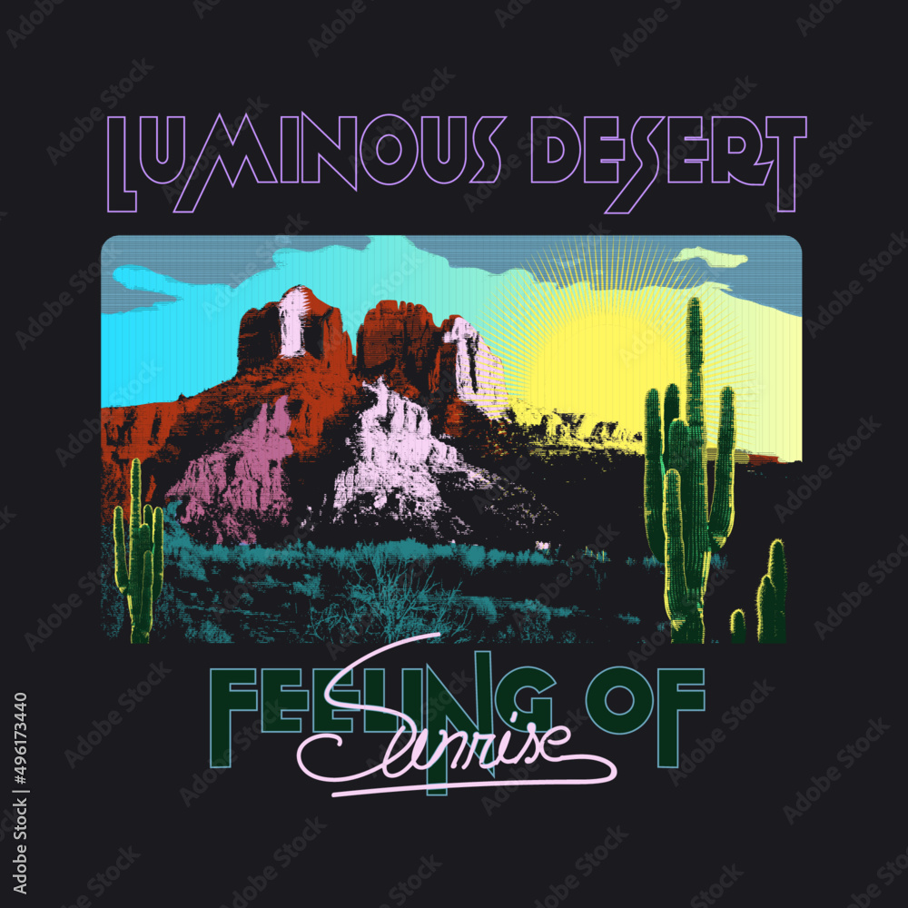 Cactus Desert Vibes in Arizona, Desert vibes vector graphic print