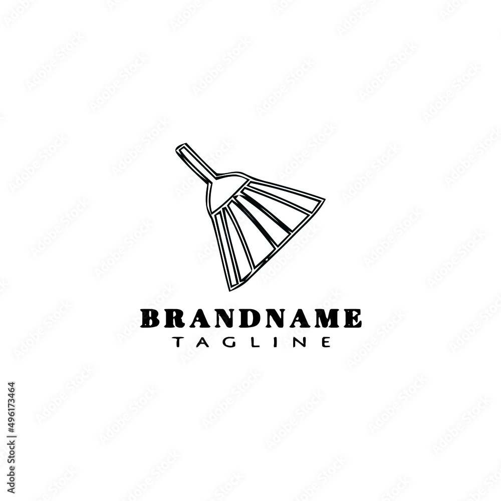 broom logo cartoon design template icon black isolated illustration