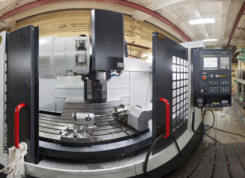 close side angle panoramic shot of taiwan 4-axis CNC milling machine photo