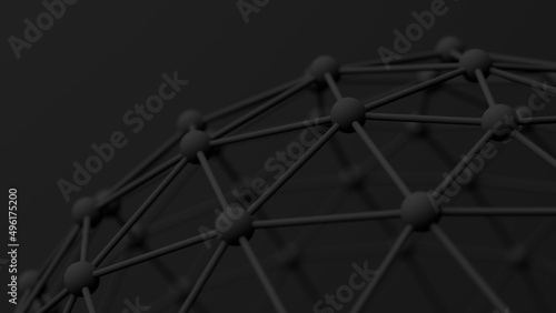 Black mesh, close-up. Abstract monochrome illustration, 3d render.