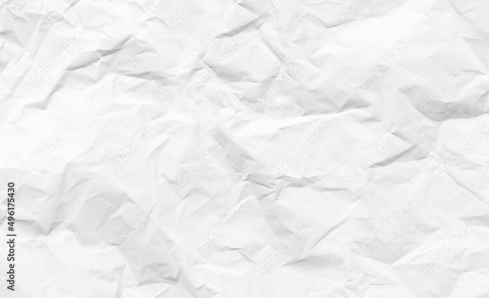 Crumpled white paper texture or paper background for design with copy space  for text or image. Stock Photo