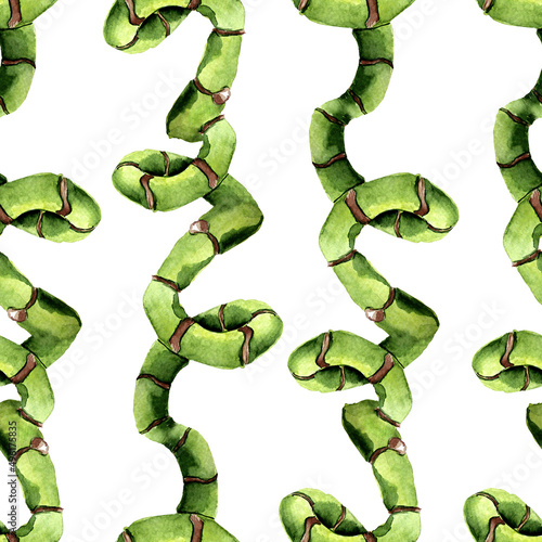 Twisted bamboo watercolor seamless pattern. Template for decorating designs and illustrations. 
