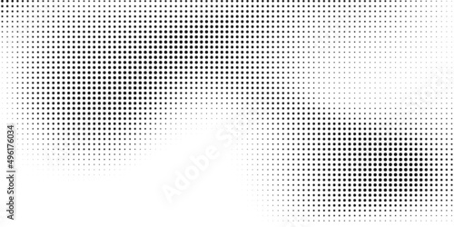 Halftone dotted background. Black dots in modern style on a white background.