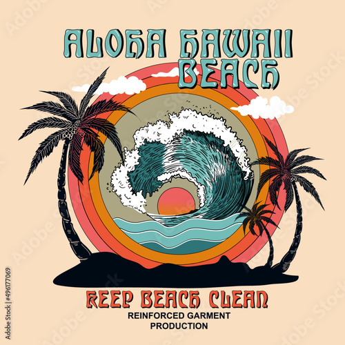 Summer Long Beach in California, sunset beach artworks, summer prints, beach prints, placements prints, California vector illustration, for t-shirt print and other uses. Californian typography 