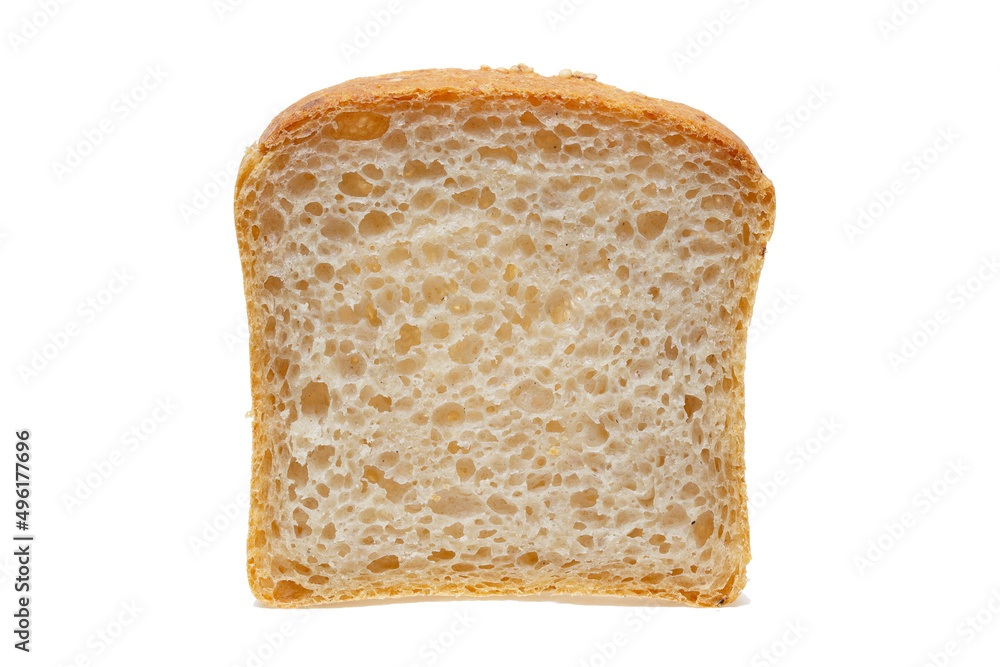Sliced pieces of bread isolated on a white background, full focus, clipping path, no shadows. Sliced pieces of bread isolated on a white background, full focus, clipping path, no shadows.