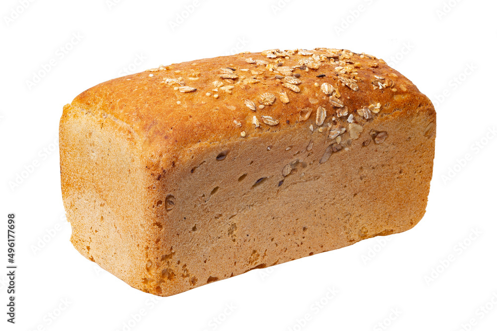 Bread loaf square shape isolated on a white background, full focus, clipping path, no shadows. Bread loaf square shape isolated on a white background, full focus, clipping path, no shadows.