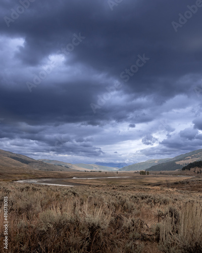 Lamar valley Yellowstone moody skies photo