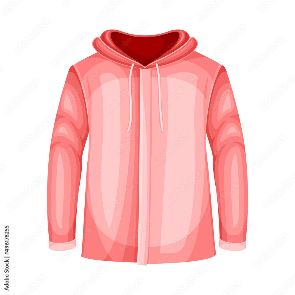 Winter Clothes with Pink Down Jacket with Long Sleeve as Warm Outerwear and Protection Against Cold Weather Vector Illustration Winter Clothes with Pink Down Jacket with Long Sleeve as Warm Outerwear and Protection Against Cold Weather Vector Illustration