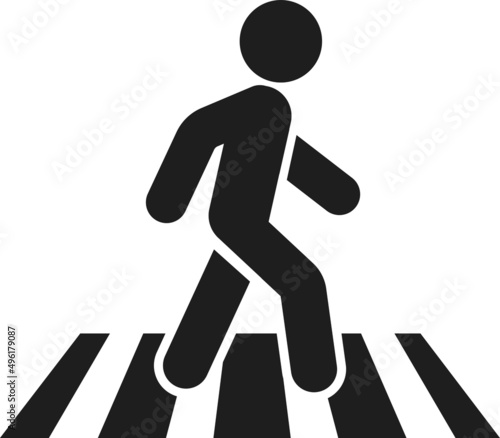 Crosswalk icon. Pedestrian crossing vector icon illustration isolated on white background