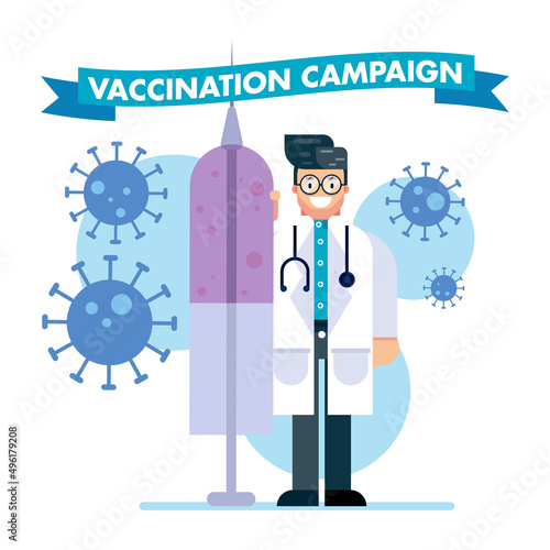 Vaccination Campaign healthcare corona virus covid doctor hospital injection vaccine vector design
