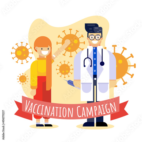 Vaccination Campaign healthcare corona virus covid doctor hospital injection vaccine vector design