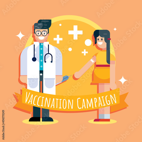 Vaccination Campaign healthcare corona virus covid doctor girl kid medical injection vaccine design