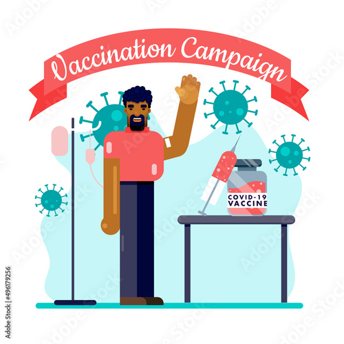 Vaccination Campaign healthcare corona virus covid-19 pandemic man hospital injection vaccine design