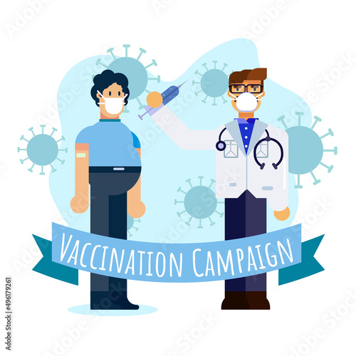 Vaccination Campaign healthcare corona virus covid doctor man injection vaccine banner design