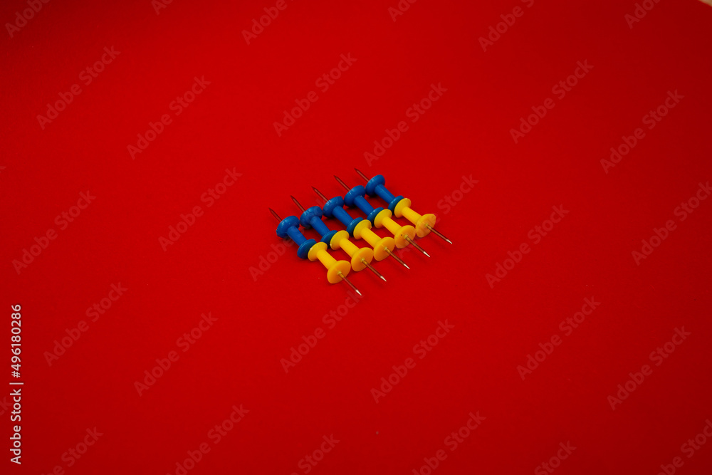 Pushpins in the form of the flag of ukraine