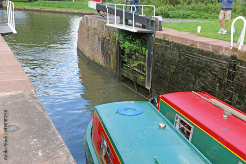 Boats in Worcester Canal Lock	 photo