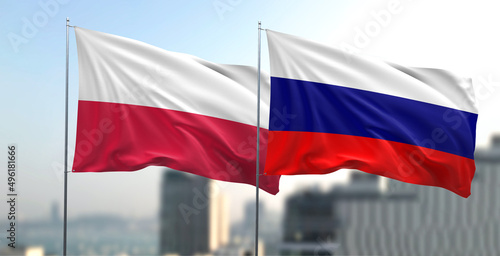 Flagi narodowe Rosji i Polski
