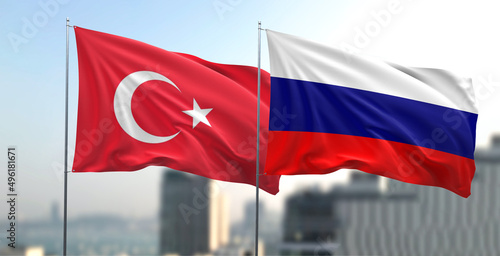 Flagi narodowe Rosji i Turcji