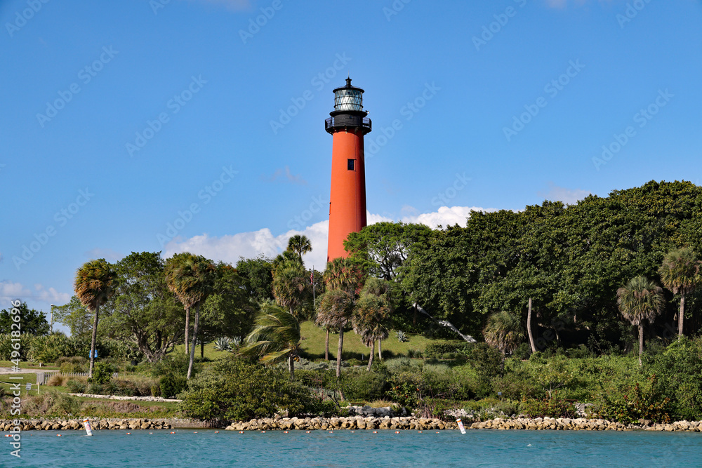 The Jupiter lighthouse in Tequesta, Florida is a restored historic lighthouse, open to the public for tours. The Jupiter lighthouse in Tequesta, Florida is a restored historic lighthouse, open to the public for tours.