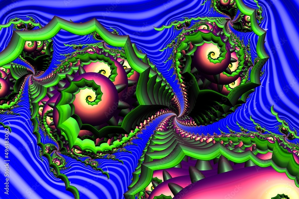 3d fractal illustration. Abstract fractal in bright and colorful color. Fractal abstract forms.