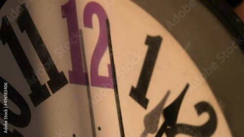 Macro close up shot of clock, watch. Time concept with macro camera. Timepiece, alarm clock classic analog timer