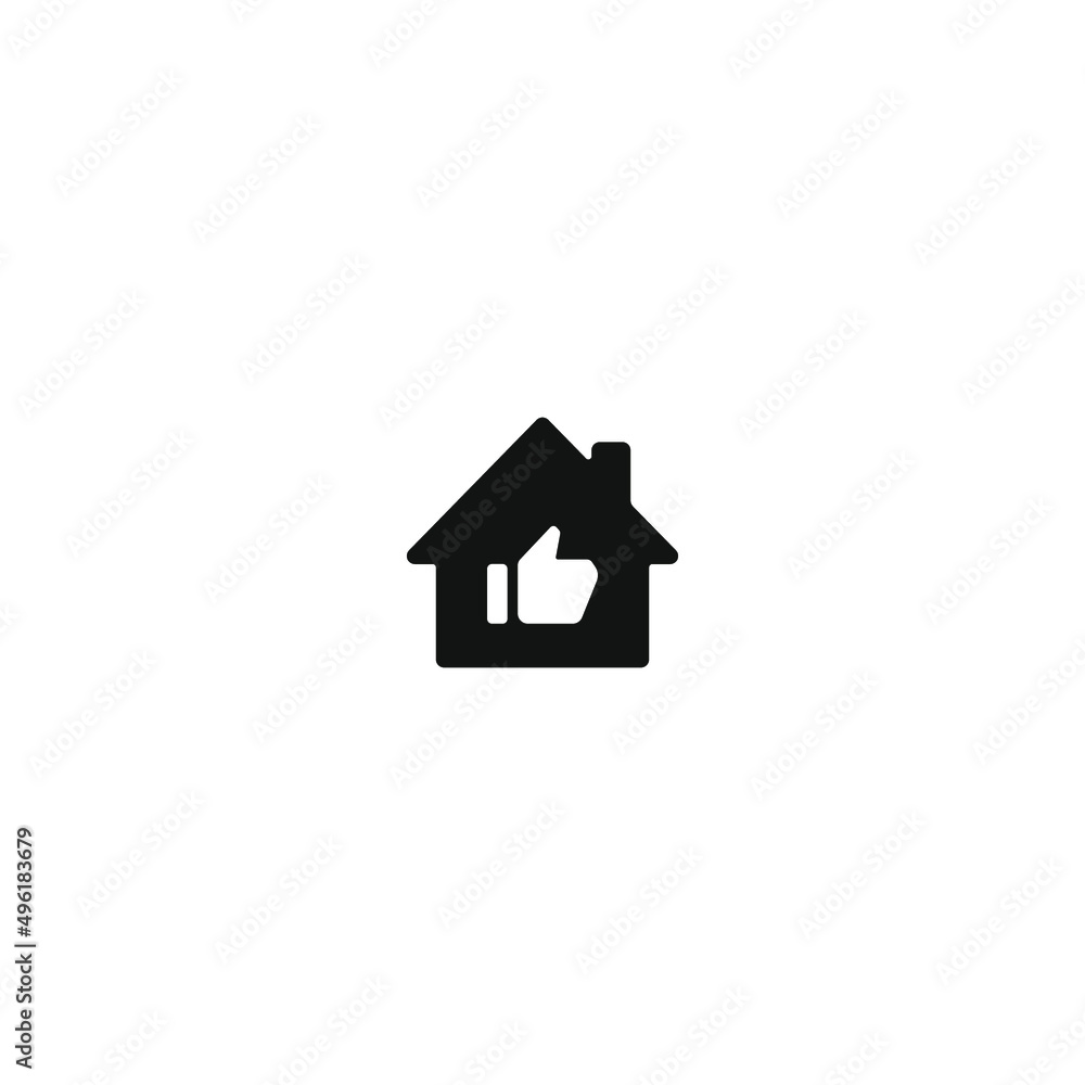 house with a raised finger icon. Elements of real estate transactions icon for concept and web apps. Illustration icon for website design and development, app development on white background. Like.