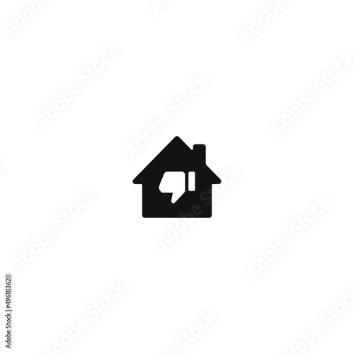 dislike house icon line design. home