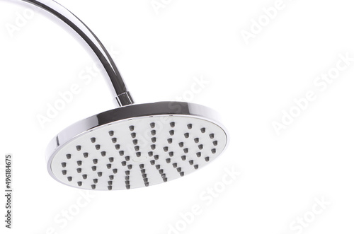Shower head on a white background. It is mounted on the wall or on the faucet, for convenience you can hold it in your hand.