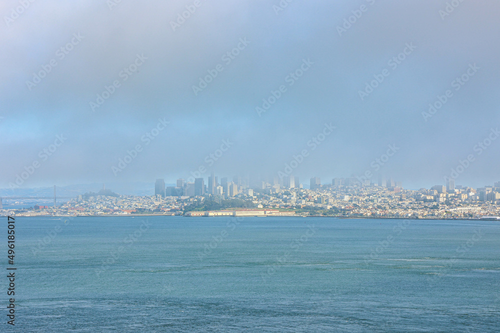 San Francisco city view, smoke over the city 