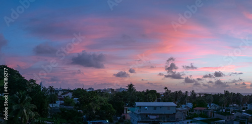 Panoramic View of San Andres City, the Houses, the Poverty seen From another Point of View in the Sunrise