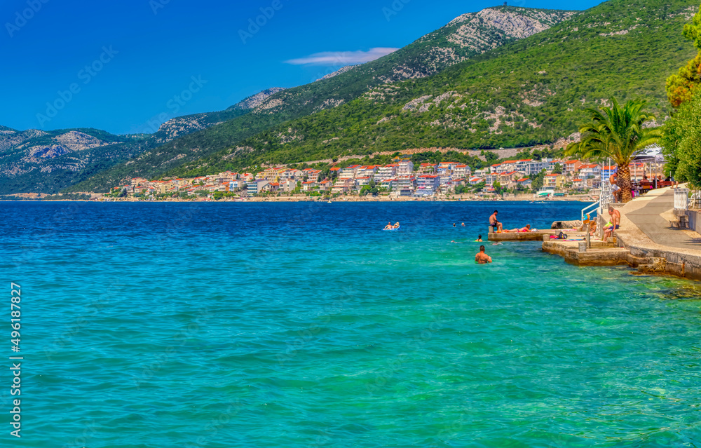 Adriatic sea during sunny day in Neum, Bosnia and Herzegovina.