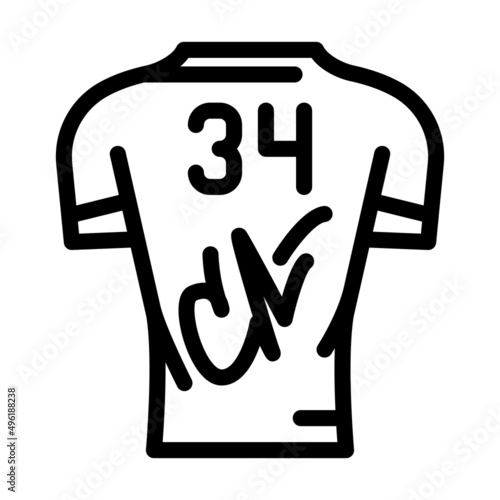 t-shirt with autograph line icon vector. t-shirt with autograph sign. isolated contour symbol black illustration