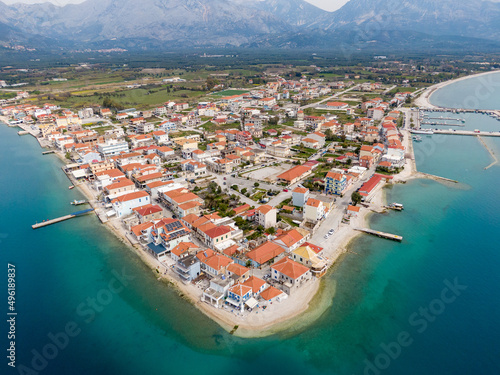 Aerial drone view of Mitikas village  in Aitoloakarnania,Greece photo