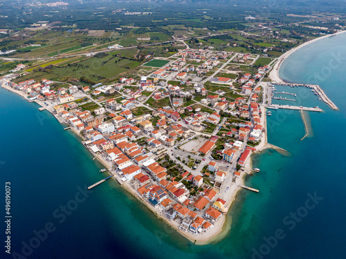 Aerial drone view of Mitikas village  in Aitoloakarnania,Greece photo