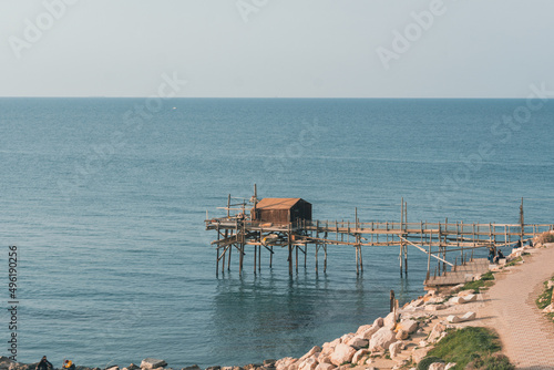 Photograph taken in Termoli in the Molise region of Italy of his famous Trabucco used in the past by local fishermen to fish and live 